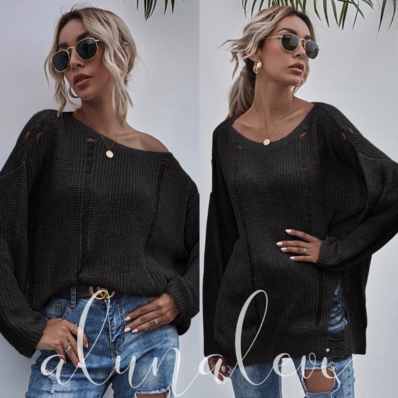 greydistressed oversized knit sweater - Picture 8 of 8
